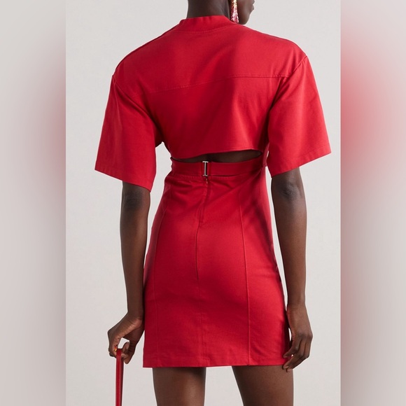 Jacquemus Bahia twist front cut out mini dress in red - Picture 3 of 6